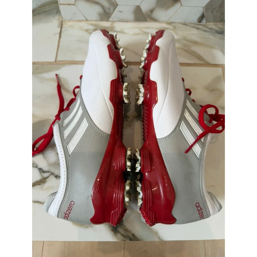 Adidas Adizero Golf Shoes Mens 10.5 White Grey Red Sprintweb Spike Q44505